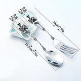 Stainless Steel Skeleton Skull Spoon and Fork Flatware Tableware Gifts for Halloween Easter and Christmas (Spoon) A - Side View