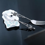 Stainless Steel Skeleton Skull Spoon and Fork Flatware Tableware Gifts for Halloween Easter and Christmas (Spoon) A - Rear View