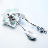 Stainless Steel Skeleton Skull Spoon and Fork Flatware Tableware Gifts for Halloween Easter and Christmas (Spoon) A - Extra Image