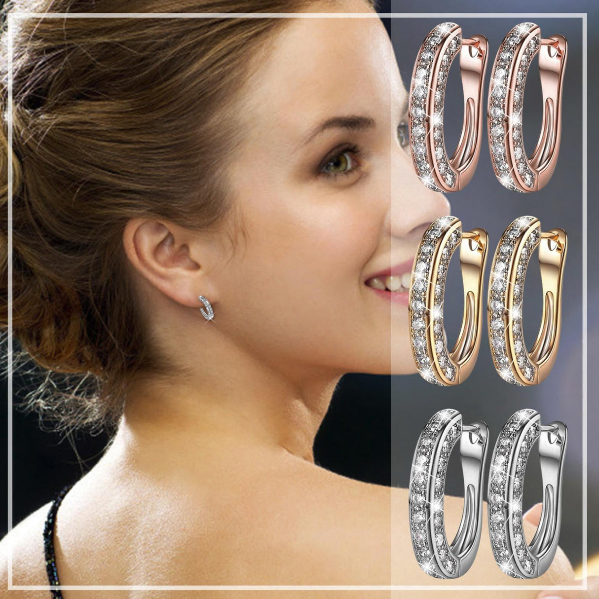 925 Hoop Earrings for Women Silver Women Hoop Earrings Set with GH Created Moissanite gold