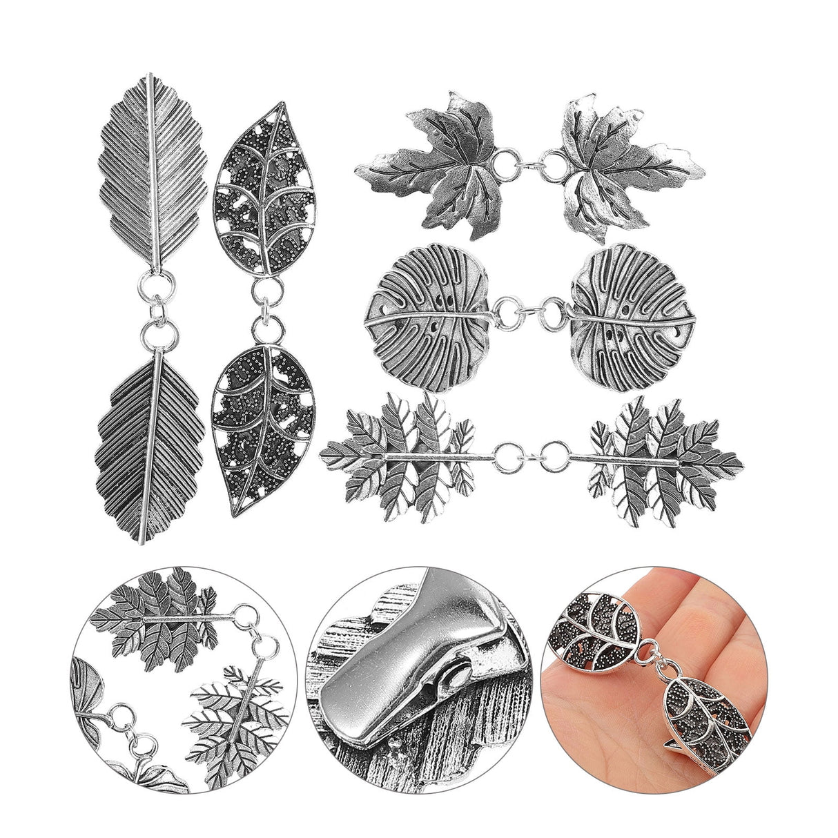 5pcs Metal Leaf Sweater Clips Cinch Clips for Cardigans Dress Shawls Collar Accessories 9.00X1.80X0.70CM Silver
