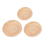 Set of 3 Shallow Baskets with Woven Trays - Multi-Purpose Fruit, Vegetable, Dessert Serving and Wall Decor Traditional Chinese Style