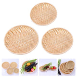 Set of 3 Shallow Baskets with Woven Trays - Multi-Purpose Fruit, Vegetable, Dessert Serving and Wall Decor Traditional Chinese Style - Side View
