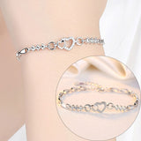 Amethyst Plated 925 Bracelet Love Heart-shaped Hand Jewelry Female Zircon Heart To Heart Jewelry , Birthday Gifts, Fits 16-19cm wrist circumference