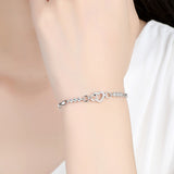 Amethyst Plated 925 Bracelet Love Heart-shaped Hand Jewelry Female Zircon Heart To Heart Jewelry , Birthday Gifts, Fits 16-19cm wrist circumference