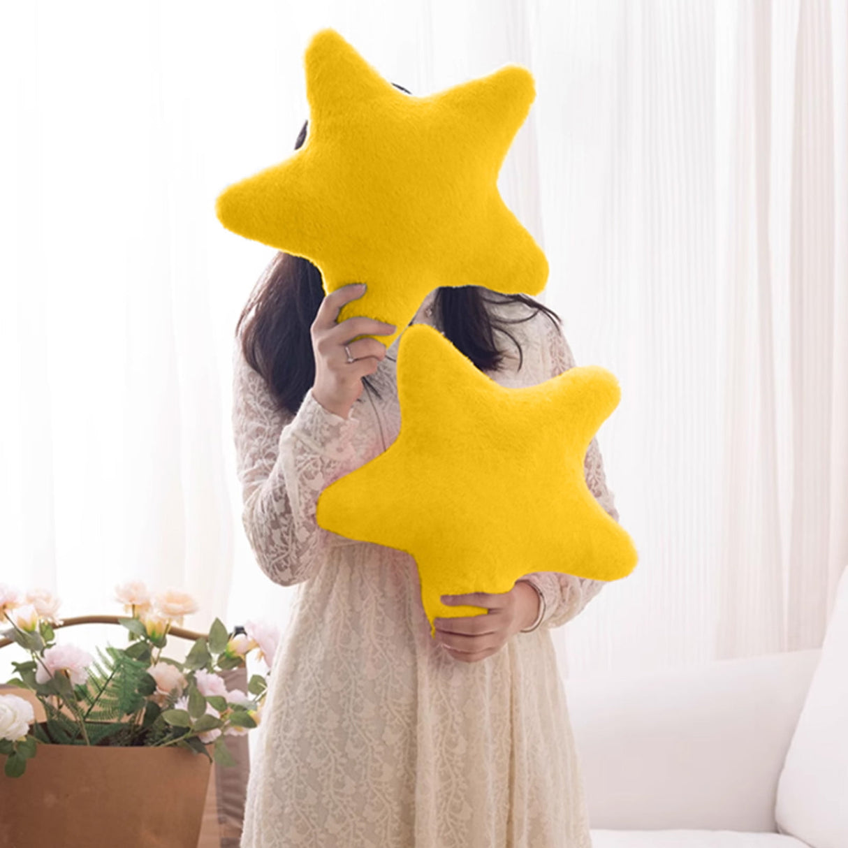Toddler Toys, Baby Toys Star Pillow Decorative Throw Pillows For Bed Couch Star Shaped Pillow Floor Cushions Room Decor Pillow With Soft Faux For Sofa Bedroom Toys for Kids, Birthday Gifts 13.7×13.7×1.2 in YE