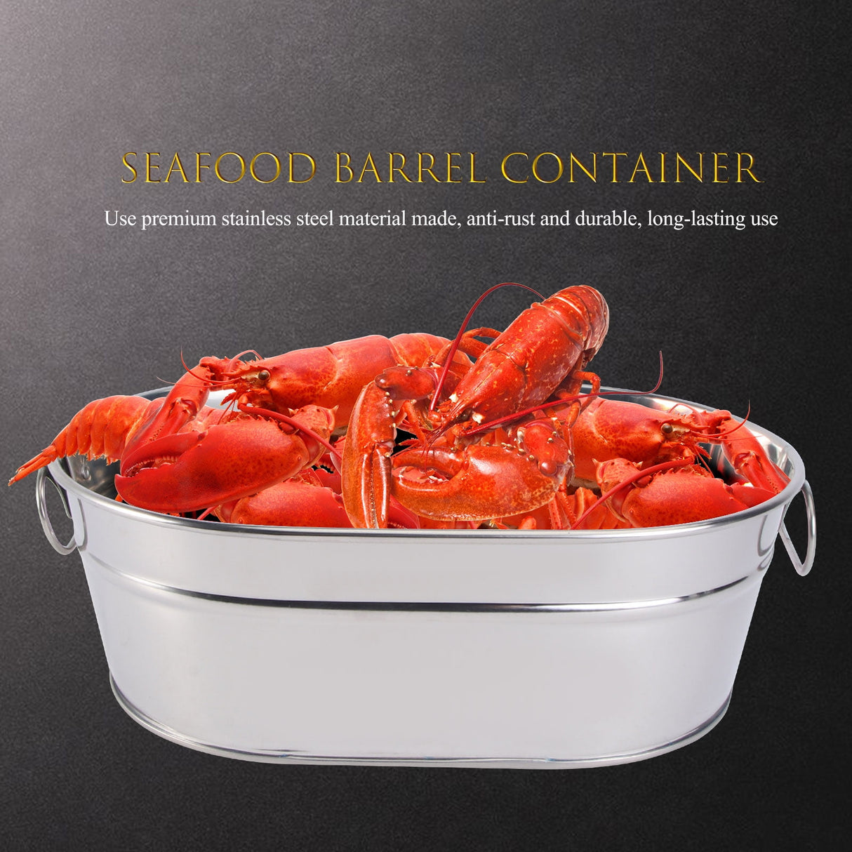 Large Capacity Stainless Steel Seafood Bucket for Serving Seafood in Restaurants and Home Tableware 1 Piece