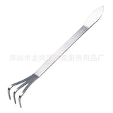 Stainless Steel Rake Cultivator for Gardening 3-Prong Bonsai Root Rake Tool rake for Loosening Soil soil loosening tool in Small Gardens 24.50X3.50X3.50CM Silver