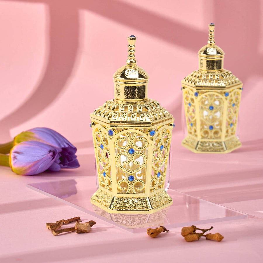 Golden Glass Perfume Bottle with Craftsmanship 1Pc