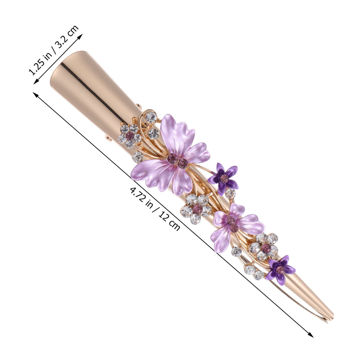 Metal Flower Clip Large Hair Barrettes Rhinestone Alligator Hair Clips for Women Accessories Party Festival Style Purple