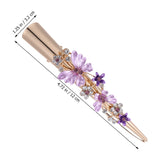 Metal Flower Clip Large Hair Barrettes Rhinestone Alligator Hair Clips for Women Accessories Party Festival Style Purple