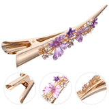 Metal Flower Clip Large Hair Barrettes Rhinestone Alligator Hair Clips for Women Accessories Party Festival Style Purple - Side View