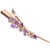 Metal Flower Clip Large Hair Barrettes Rhinestone Alligator Hair Clips for Women Accessories Party Festival Style Purple