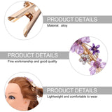 Metal Flower Clip Large Hair Barrettes Rhinestone Alligator Hair Clips for Women Accessories Party Festival Style Purple - 45-Degree Angle