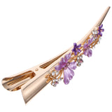 Metal Flower Clip Large Hair Barrettes Rhinestone Alligator Hair Clips for Women Accessories Party Festival Style Purple - Close-Up Angle
