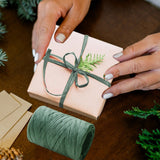 Raffia Ribbon, Christmas Gift Wrapping Raffia Paper String Ribbon Packing Paper Twine for Craft DIY Supply Christmas, 328ft Green - Rear View