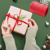 Raffia Ribbon, Christmas Gift Wrapping Raffia Paper String Ribbon Packing Paper Twine for Craft DIY Supply Christmas, 328ft Red - Front View