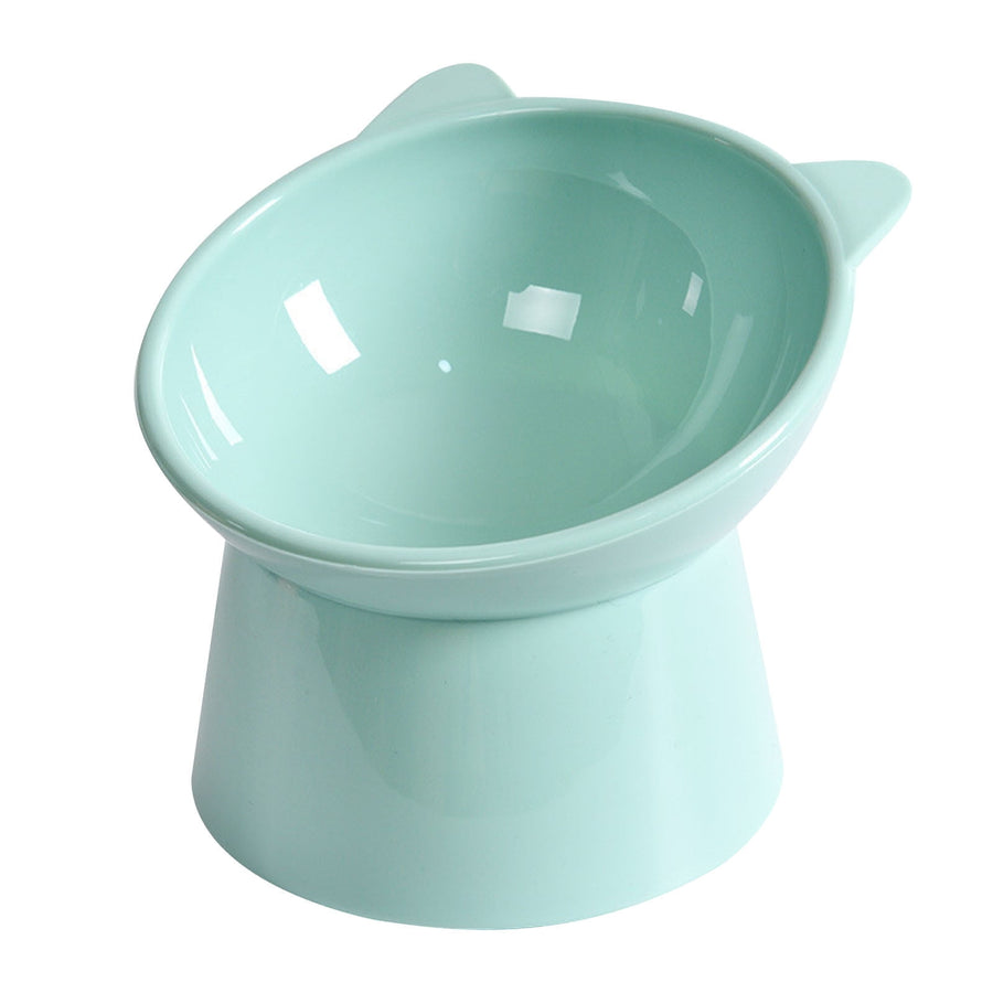 Raised Cat Food Bowl 15 Degrees Elevated Cat Bowls Anti Vomiting Tilted Raised Cat Food Bowl Plastic Slanted Stand Bowls for Pet Feeder Green