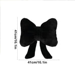 Bow Shaped Throw Pillow Soft Stuffed Bow Christmas Decorations Soft Furry Bow Throw Pillows Cute Bowknot Plush Pillow Home Decor for Couch Living Room Bed Black