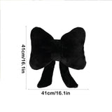 Bow Shaped Throw Pillow Soft Stuffed Bow Christmas Decorations Soft Furry Bow Throw Pillows Cute Bowknot Plush Pillow Home Decor for Couch Living Room Bed Black - Front View