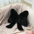 Bow Shaped Throw Pillow Soft Stuffed Bow Christmas Decorations Soft Furry Bow Throw Pillows Cute Bowknot Plush Pillow Home Decor for Couch Living Room Bed Black