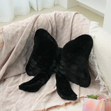 Bow Shaped Throw Pillow Soft Stuffed Bow Christmas Decorations Soft Furry Bow Throw Pillows Cute Bowknot Plush Pillow Home Decor for Couch Living Room Bed Black - Side View