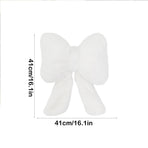 Bow Shaped Throw Pillow Soft Stuffed Bow Christmas Decorations Soft Furry Bow Throw Pillows Cute Bowknot Plush Pillow Home Decor for Couch Living Room Bed White
