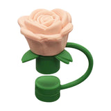 Rose Straw Toppers 10mm, Pink Flower Straw Covers Straw Tips for Tumblers Cup Accessories Tumbler Accessories Beige