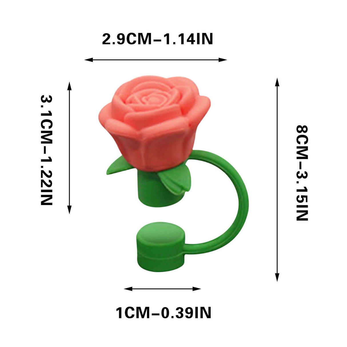 Rose Straw Toppers 10mm, Pink Flower Straw Covers Straw Tips for Tumblers Cup Accessories Tumbler Accessories Orange