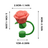 Rose Straw Toppers 10mm, Pink Flower Straw Covers Straw Tips for Tumblers Cup Accessories Tumbler Accessories Orange - Front View