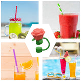 Rose Straw Toppers 10mm, Pink Flower Straw Covers Straw Tips for Tumblers Cup Accessories Tumbler Accessories Orange - Side View