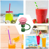 Rose Straw Toppers 10mm, Pink Flower Straw Covers Straw Tips for Tumblers Cup Accessories Tumbler Accessories Watermelon Red - Side View