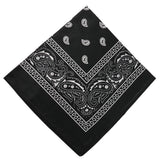 22 inch Cotton Paisley Bandana Multi Colored Set Cowboy Bandana Head Scarf Double-sided for Men & Women Black