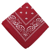 22 inch Cotton Paisley Bandana Multi Colored Set Cowboy Bandana Head Scarf Double-sided for Men & Women Burgundy