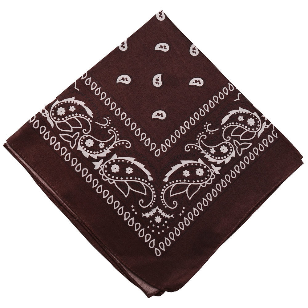 22 inch Cotton Paisley Bandana Multi Colored Set Cowboy Bandana Head Scarf Double-sided for Men & Women Coffee
