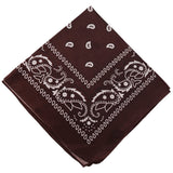 22 inch Cotton Paisley Bandana Multi Colored Set Cowboy Bandana Head Scarf Double-sided for Men & Women Coffee