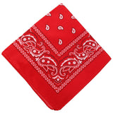 22 inch Cotton Paisley Bandana Multi Colored Set Cowboy Bandana Head Scarf Double-sided for Men & Women Red
