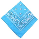 22 inch Cotton Paisley Bandana Multi Colored Set Cowboy Bandana Head Scarf Double-sided for Men & Women Sky Blue