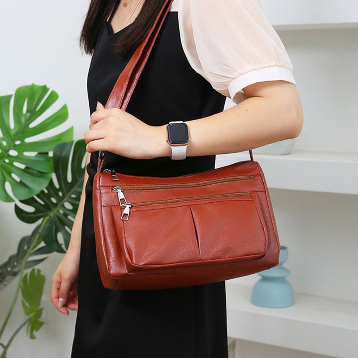 Purses for Women Soft PU Leather Shoulder Bag Ladies Crossbody Purse and handbags Lightweight Pocketbook Brown