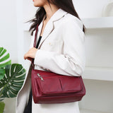 Purses for Women Soft PU Leather Shoulder Bag Ladies Crossbody Purse and handbags Lightweight Pocketbook Red - Top-Down View