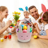 Easter Basket for Boys Girls Easter Bunny Basket with Rabbit Ears, Easter Egg Hunting Basket Easter Baskets for Kids Babies First Easter Gifts B - Rear View