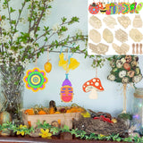 60Pcs Wood Cutouts Ornaments for Crafts Butterfly Flower Unfinished Wooden Slices DIY Paint Crafts Blank Hanging Embellishment for Painting Spring Holiday Party Supplies Beige