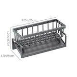 Sponge Holder for Kitchen Sink, Auto Draining Kitchen Sink Caddy, Rustproof Steel Dish Sponge Organizer with Removable Dishcloth Rack, Soap Dispenser Brush Holder X-Gray - Side View