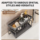Sponge Holder for Kitchen Sink, Auto Draining Kitchen Sink Caddy, Rustproof Steel Dish Sponge Organizer with Removable Dishcloth Rack, Soap Dispenser Brush Holder X-Gray - Rear View