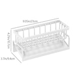 Sponge Holder for Kitchen Sink, Auto Draining Kitchen Sink Caddy, Rustproof Steel Dish Sponge Organizer with Removable Dishcloth Rack, Soap Dispenser Brush Holder X-White - Side View