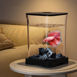 Small Fish Tank Kit, Desktop Fish Tank, Mini Aquarium with Led Light Decoration, Small Aquarium Starter Kits Desktop Room Decor, for Home, Office, Decorative Desktop Black