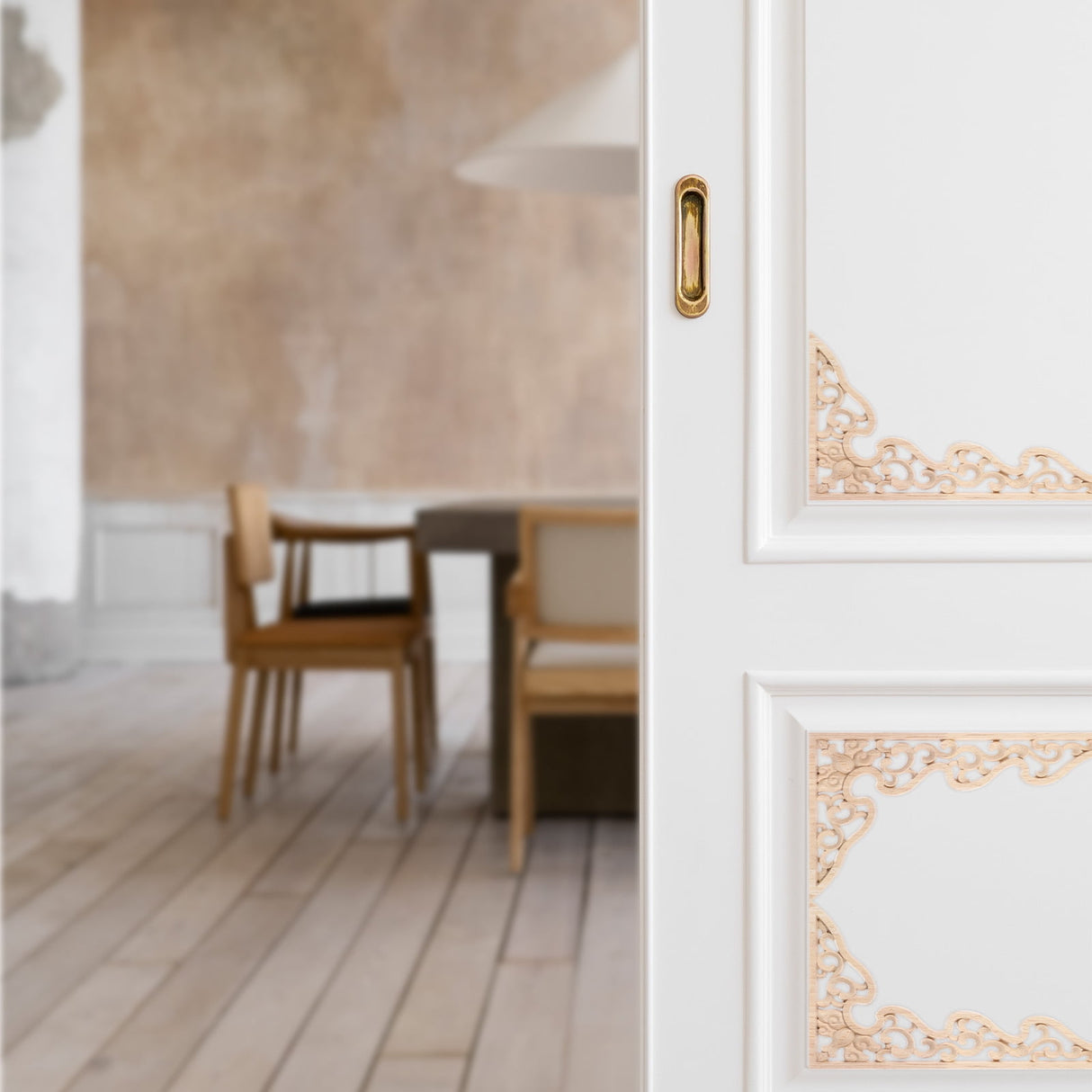 2 Pcs Long Furniture Carvings Wainscoting for Wall Wood Decorative Piece Office