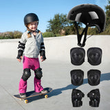 Kids Helmet Knee Elbow Pads Wrist Guard Sport Protective Gear Adjustable Scooter Skateboard Roller Bike Skate Cycling Set for Boy Girl Black