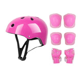 Kids Helmet Knee Elbow Pads Wrist Guard Sport Protective Gear Adjustable Scooter Skateboard Roller Bike Skate Cycling Set for Boy Girl Pink