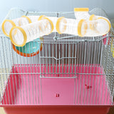 Transparent Yellow Hamster Tubes Set with Curved Tunnel Connectors for Small Animals Cage Exercise Accessories - Side View